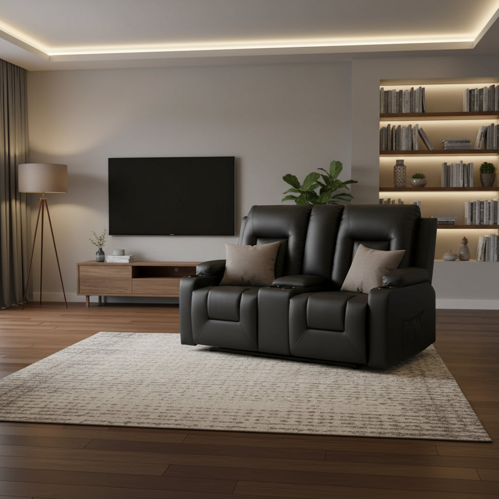 Bonded PU Leather Recliner Loveseat - COMHOMA