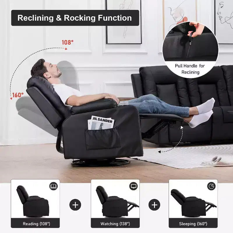 Bonded PU Leather Recliner Loveseat – Metal Frame, Cup Holder, Side Pocket, Supports 400 lbs