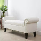Roll Arm Entryway Accent Bench – Upholstered, Elegant Hallway Seating