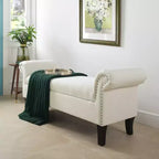 Roll Arm Entryway Accent Bench – Upholstered, Elegant Hallway Seating