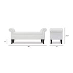 Roll Arm Entryway Accent Bench – Upholstered, Elegant Hallway Seating