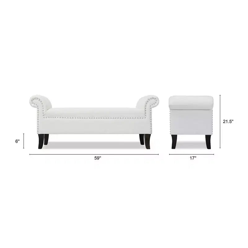 Kathy Roll Arm Entryway Accent Bench – Upholstered, Elegant Hallway Seating