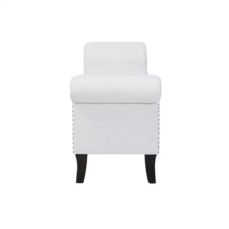 Kathy Roll Arm Entryway Accent Bench – Upholstered, Elegant Hallway Seating