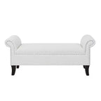 Roll Arm Entryway Accent Bench – Upholstered, Elegant Hallway Seating
