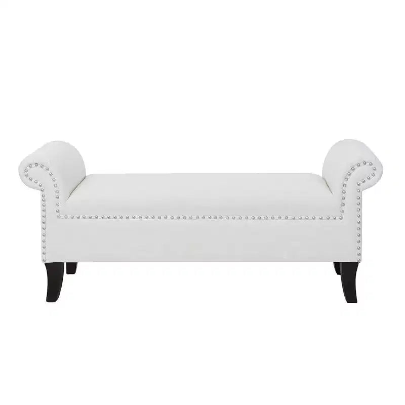 Kathy Roll Arm Entryway Accent Bench – Upholstered, Elegant Hallway Seating