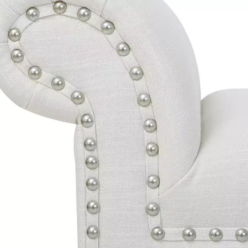 Kathy Roll Arm Entryway Accent Bench – Upholstered, Elegant Hallway Seating