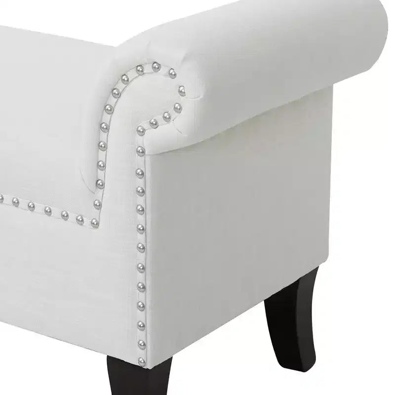 Kathy Roll Arm Entryway Accent Bench – Upholstered, Elegant Hallway Seating