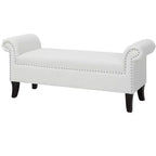 Roll Arm Entryway Accent Bench – Upholstered, Elegant Hallway Seating