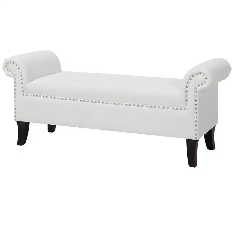 Kathy Roll Arm Entryway Accent Bench – Upholstered, Elegant Hallway Seating
