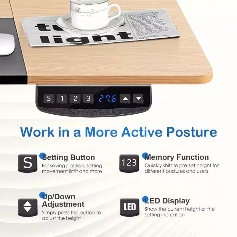 Electric Sit-Stand Desk Frame – Dual-Motor, Height Adjustable, 3 Memory Positions, Touch Control