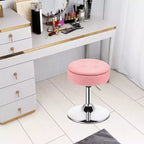Adjustable Vanity Stool – 360° Swivel, Storage Tray, White/Black/Pink