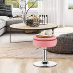 Adjustable Vanity Stool – 360° Swivel, Storage Tray, White/Black/Pink