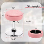 Adjustable Vanity Stool – 360° Swivel, Storage Tray, White/Black/Pink
