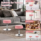 Adjustable Vanity Stool – 360° Swivel, Storage Tray, White/Black/Pink