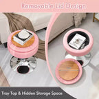 Adjustable Vanity Stool – 360° Swivel, Storage Tray, White/Black/Pink