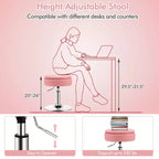 Adjustable Vanity Stool – 360° Swivel, Storage Tray, White/Black/Pink