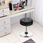 Adjustable Vanity Stool – 360° Swivel, Storage Tray, White/Black/Pink