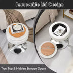 Adjustable Vanity Stool – 360° Swivel, Storage Tray, White/Black/Pink
