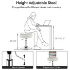 Adjustable Vanity Stool – 360° Swivel, Storage Tray, White/Black/Pink