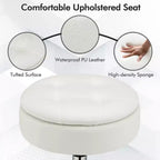 Adjustable Vanity Stool – 360° Swivel, Storage Tray, White/Black/Pink