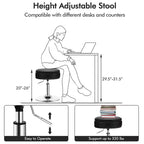 Adjustable Vanity Stool – 360° Swivel, Storage Tray, White/Black/Pink