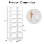 7-Tier Double Row Vertical Wooden Shoe Rack – Rustic White/Brown, Patented Storage Organizer