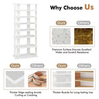 7-Tier Double Row Vertical Wooden Shoe Rack – Rustic White/Brown, Patented Storage Organizer