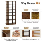 7-Tier Double Row Vertical Wooden Shoe Rack – Rustic White/Brown, Patented Storage Organizer