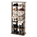 7-Tier Double Row Vertical Wooden Shoe Rack – Rustic White/Brown, Patented Storage Organizer