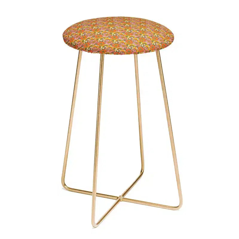 Spring in Retro Counter Height Barstool – Artistic Print, Modern Kitchen Stool