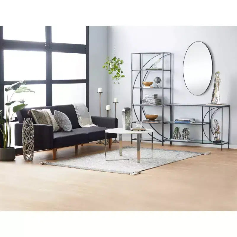 Contemporary Wood Oval Wall Mirror – Natural Finish, Decorative Wall Decor