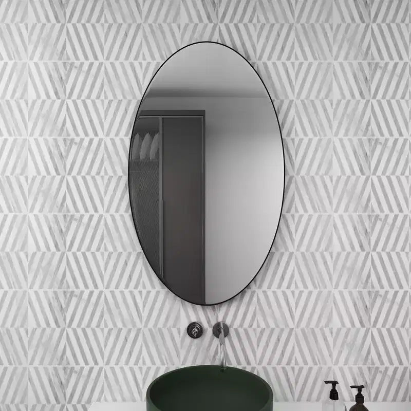 Contemporary Wood Oval Wall Mirror – Natural Finish, Decorative Wall Decor