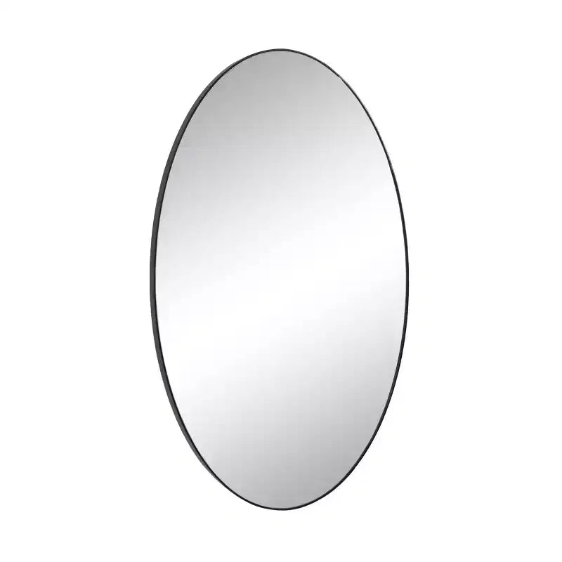 Contemporary Wood Oval Wall Mirror – Natural Finish, Decorative Wall Decor