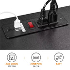 3-Drawer Vintage File Cabinet – Socket & USB Charging Port, Black/Rustic Brown