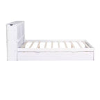 Storage Platform Bed – Pull-Out Shelves, Twin Size Trundle Bed, Modern Design