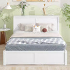 Storage Platform Bed – Pull-Out Shelves, Twin Size Trundle Bed, Modern Design
