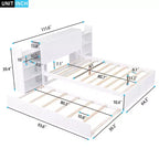 Storage Platform Bed – Pull-Out Shelves, Twin Size Trundle Bed, Modern Design