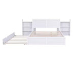 Storage Platform Bed – Pull-Out Shelves, Twin Size Trundle Bed, Modern Design