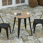 Indoor/Outdoor Round Dining Table – All-Weather Poly Resin Top, Steel Base