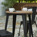 Indoor/Outdoor Round Dining Table – All-Weather Poly Resin Top, Steel Base