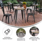Indoor/Outdoor Round Dining Table – All-Weather Poly Resin Top, Steel Base