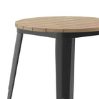 Indoor/Outdoor Round Dining Table – All-Weather Poly Resin Top, Steel Base
