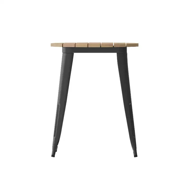Indoor/Outdoor Round Dining Table – All-Weather Poly Resin Top, Steel Base