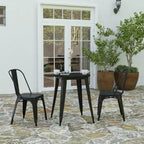 Indoor/Outdoor Round Dining Table – All-Weather Poly Resin Top, Steel Base