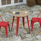 Indoor/Outdoor Round Dining Table – All-Weather Poly Resin Top, Steel Base