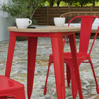 Indoor/Outdoor Round Dining Table – All-Weather Poly Resin Top, Steel Base