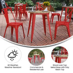 Indoor/Outdoor Round Dining Table – All-Weather Poly Resin Top, Steel Base