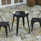 Indoor/Outdoor Round Dining Table – All-Weather Poly Resin Top, Steel Base