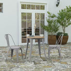 Indoor/Outdoor Round Dining Table – All-Weather Poly Resin Top, Steel Base