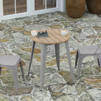 Indoor/Outdoor Round Dining Table – All-Weather Poly Resin Top, Steel Base